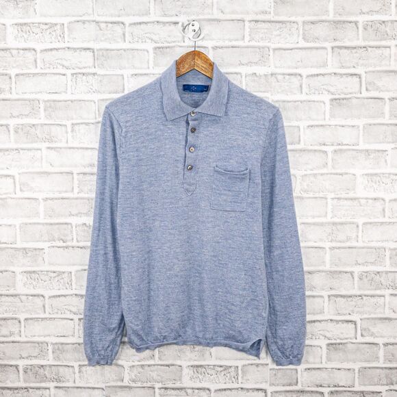 SUITSUPPLY JORT Men's 100% Cashmere Knit Pullover polo sweater in blue size L - Picture 1 of 6